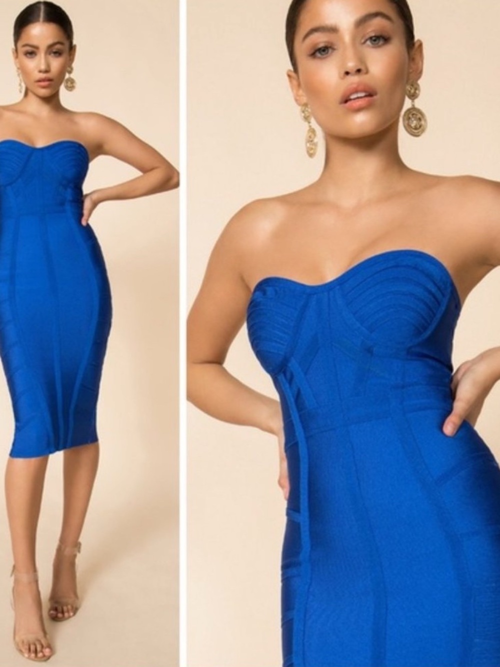 Superdown Blue Bodycon Tilda Strapless Dress